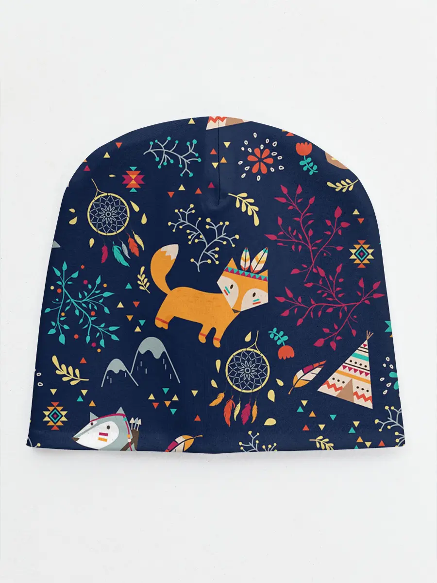 Детская шапка / Звери природа индейцы этно