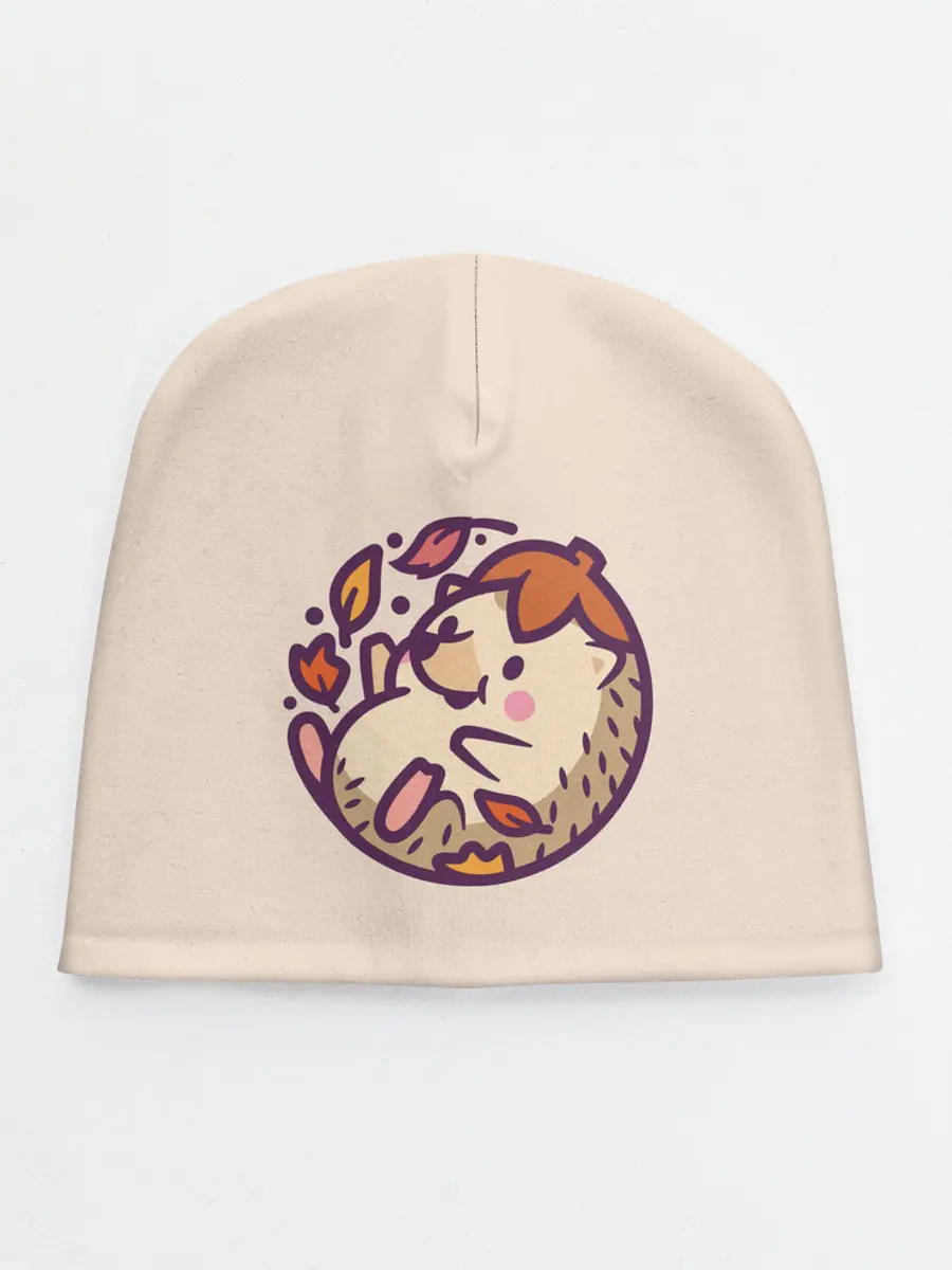 Детская шапка / Ёжик листья милый рисунок