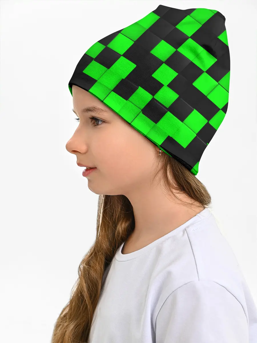 Детская шапка / ЗЕЛЕНЫЕ КУБИКИ