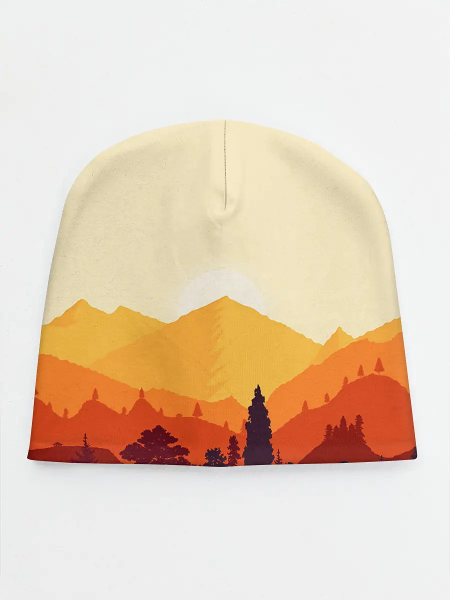 Детская шапка / Горы закат пейзаж лиса арт
