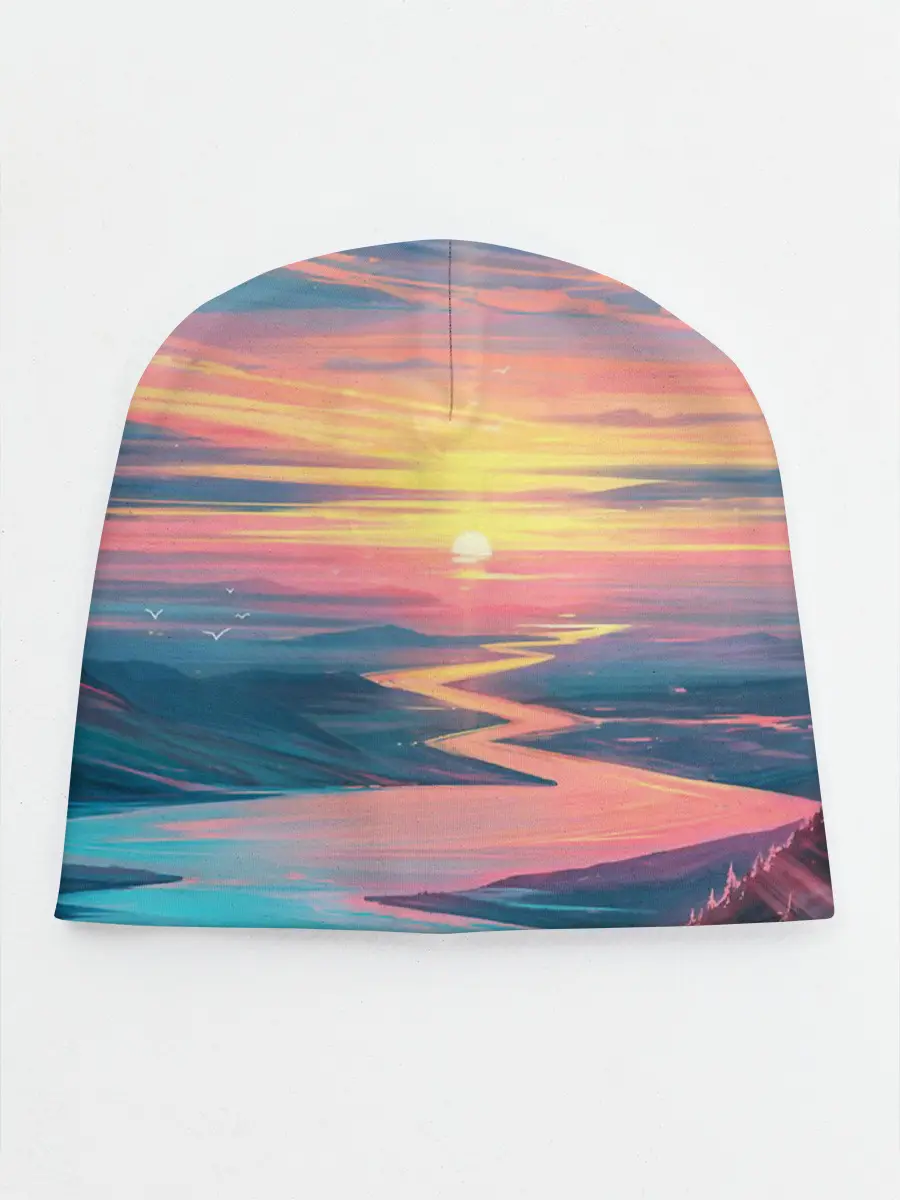 Детская шапка / Извилистая река закат природа