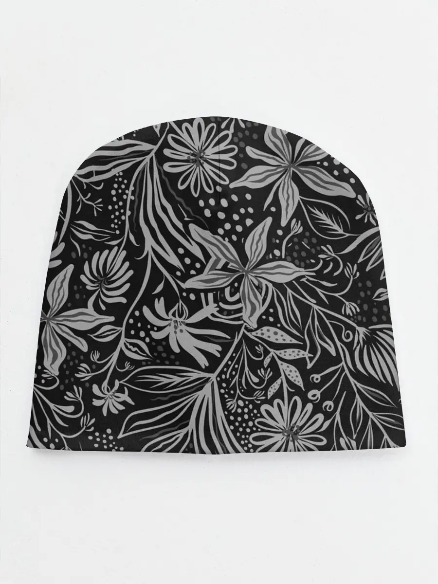 Детская шапка / Флора | Черно Белая