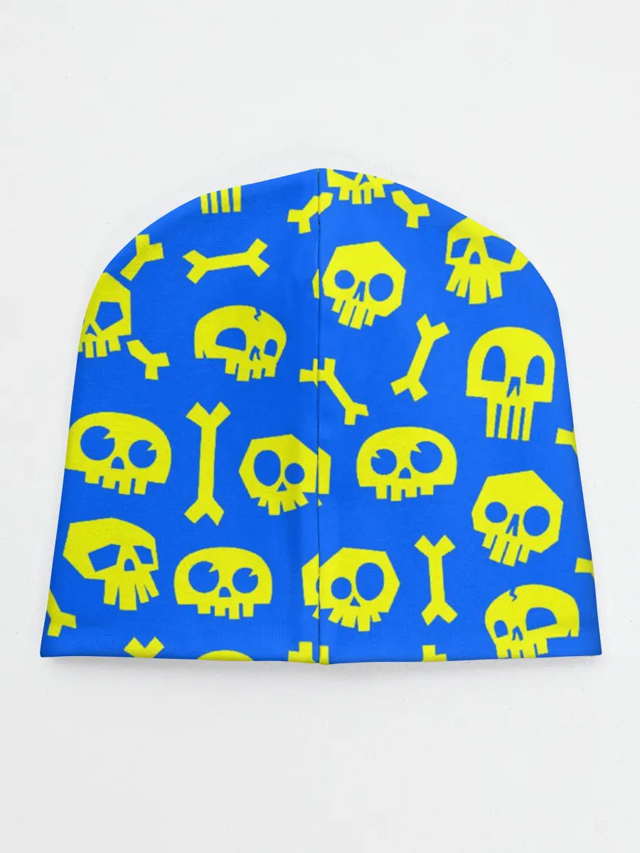 Детская шапка / Веселый Монки. Синий фон череп и кости
