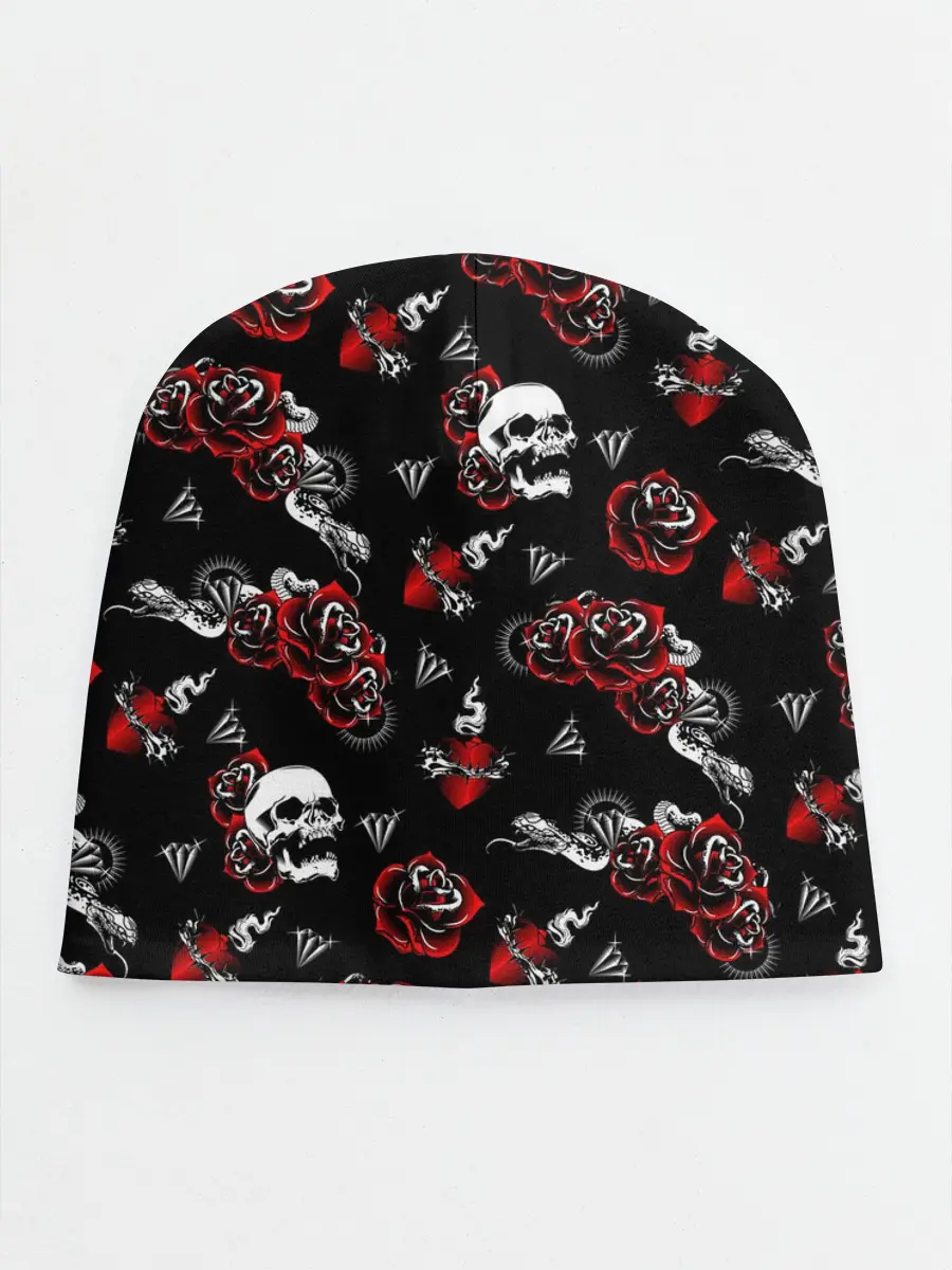 Детская шапка / Черепа и розы