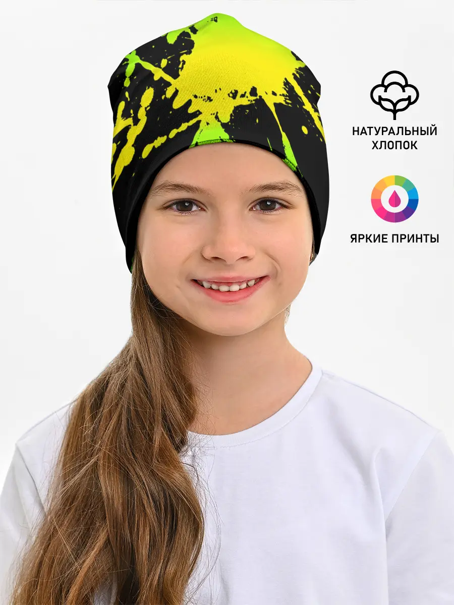 Детская шапка / KILLA зеленые брызги