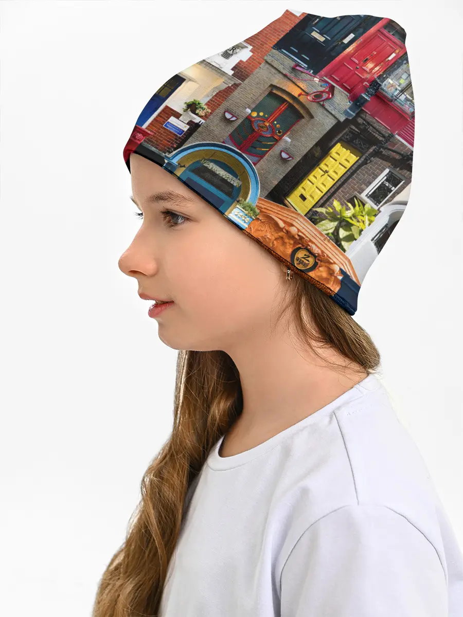 Детская шапка / London doors цифровой коллаж