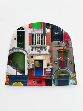 Детская шапка / London doors цифровой коллаж