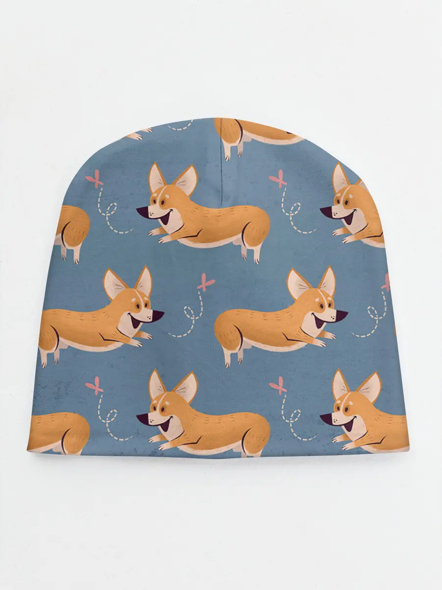 Детская шапка / Корги с бабочкой