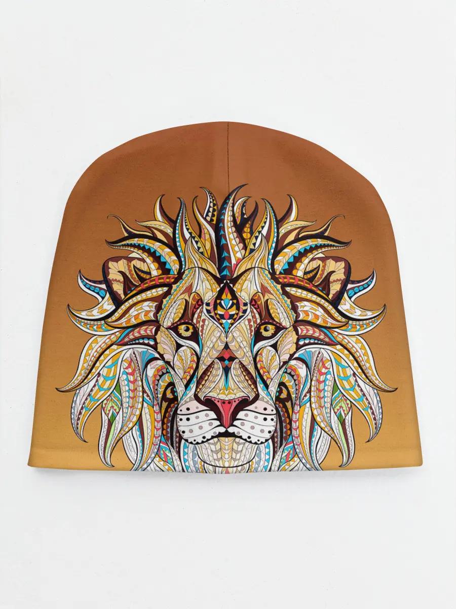 Детская шапка / Стилизованный арт ЛЕВ морда