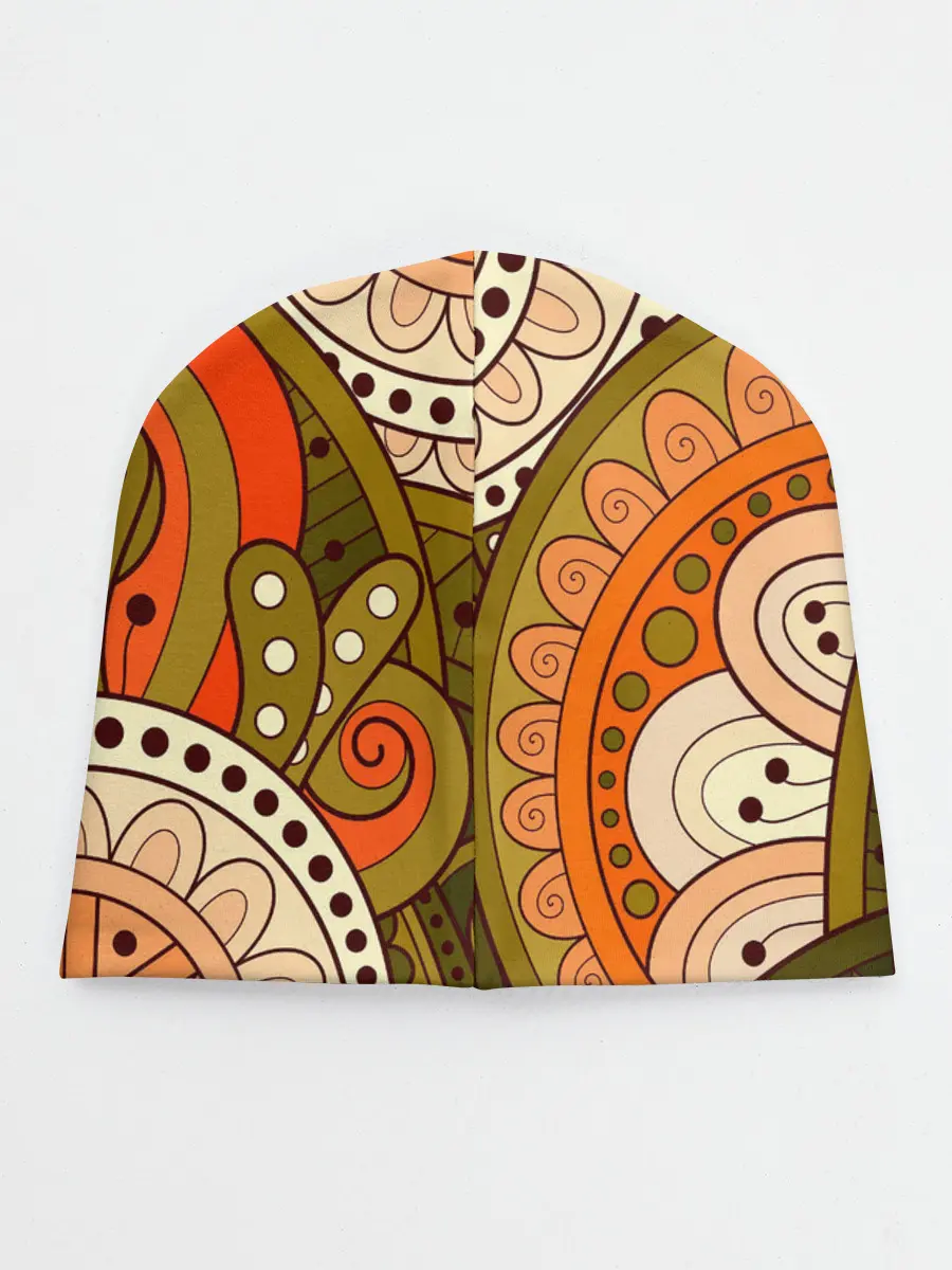 Детская шапка / Детский оранжево-болотный