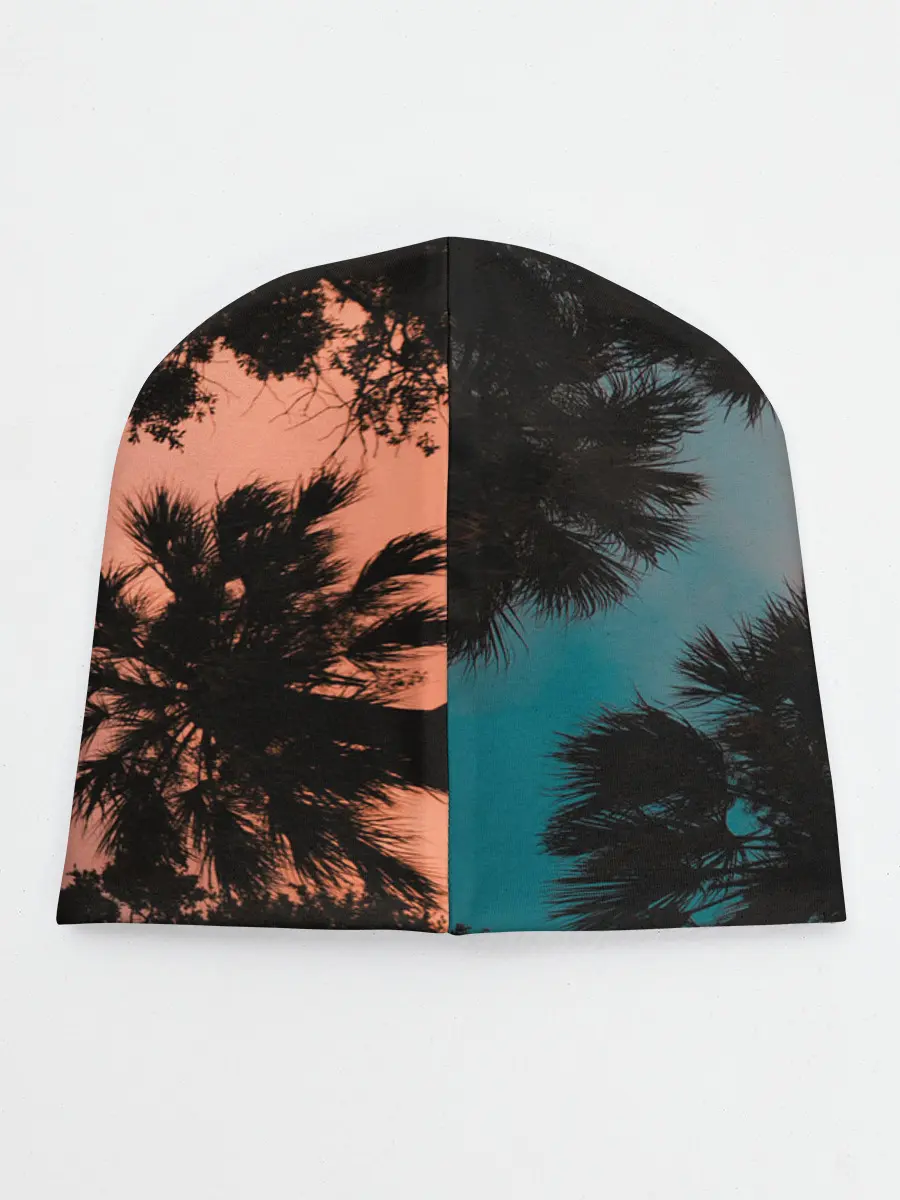 Детская шапка / Пальмы вид снизу закат