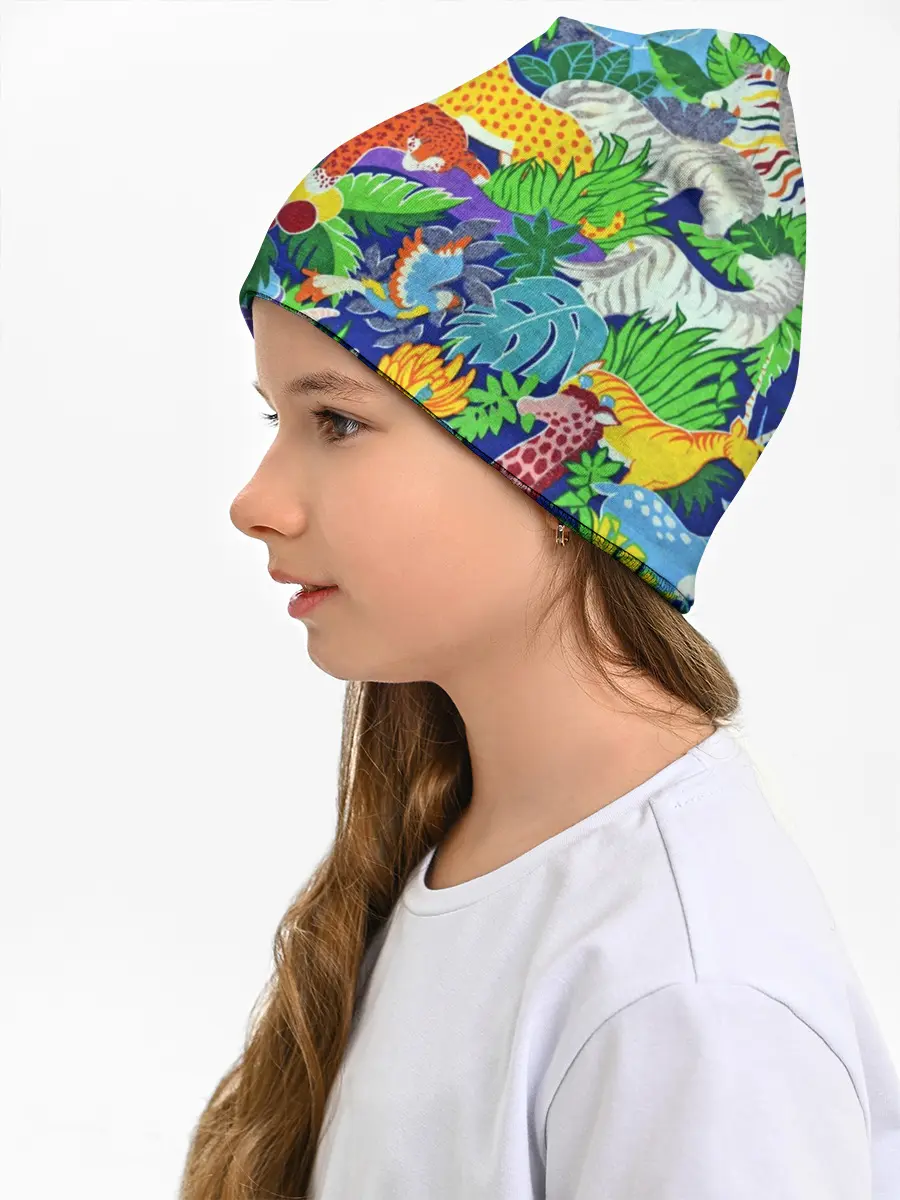 Детская шапка / Текстура Холст | Сафари