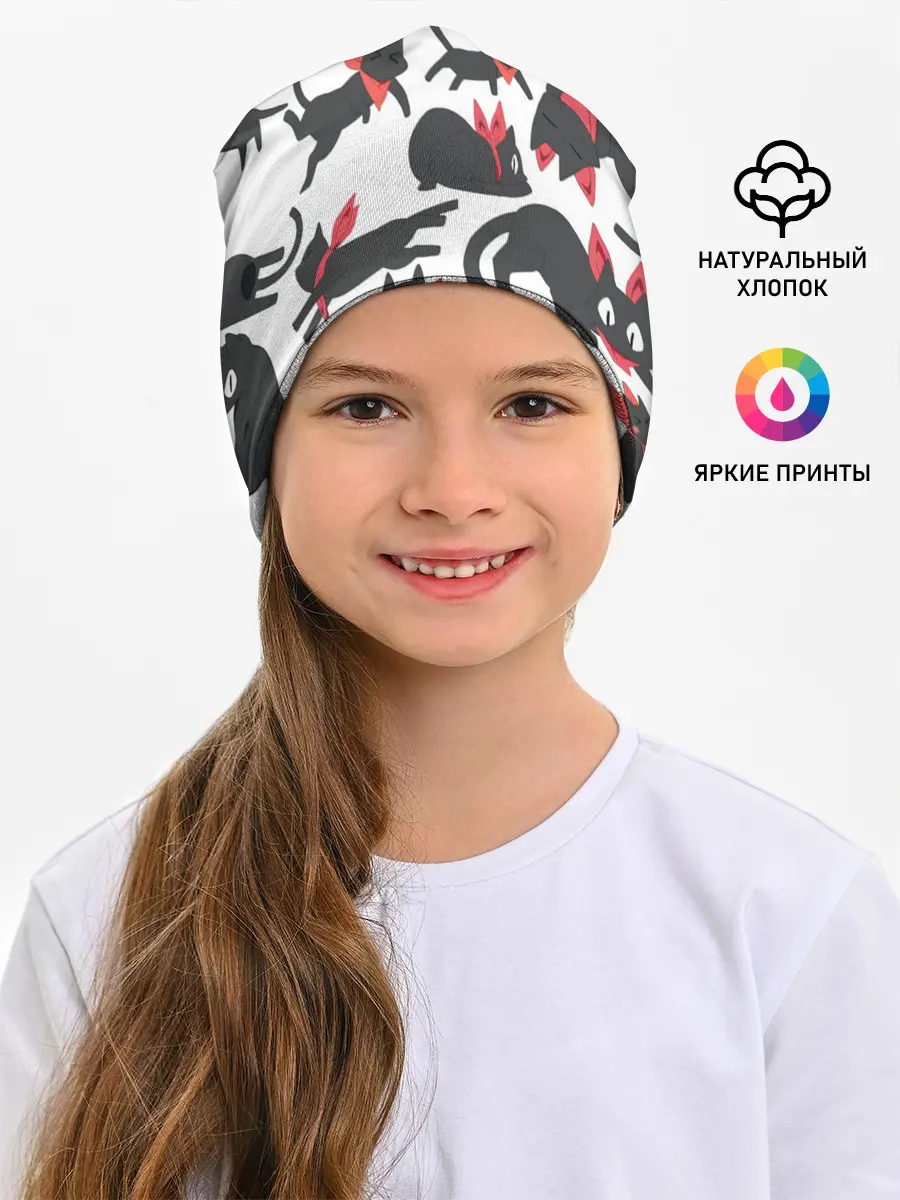 Детская шапка / Черный котик