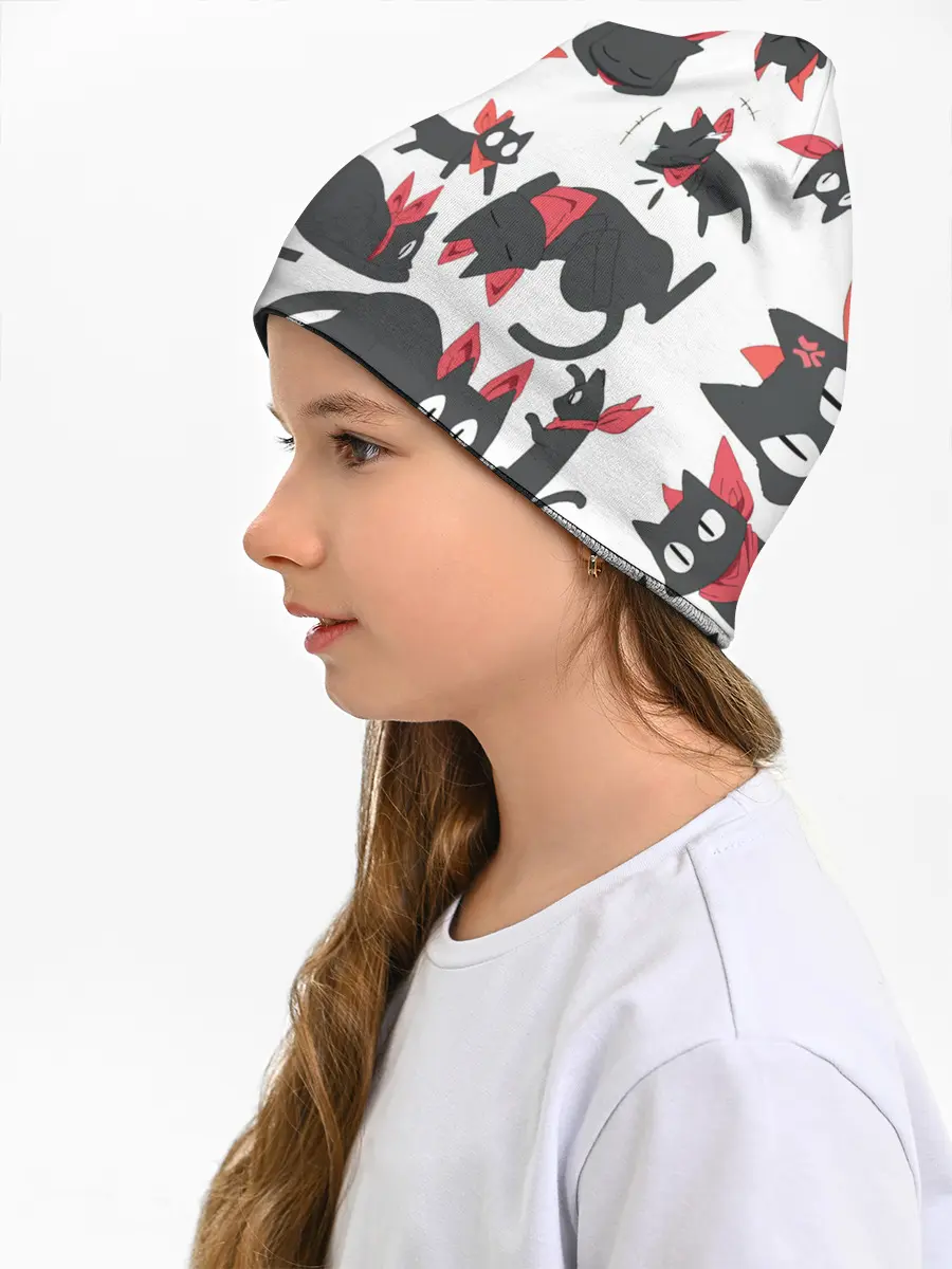 Детская шапка / Черный котик