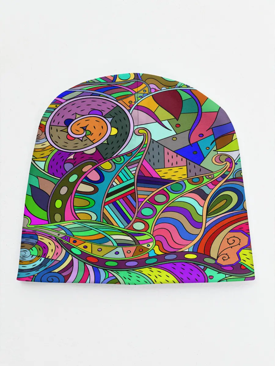 Детская шапка / Дудлы узор разноцветный хиппи