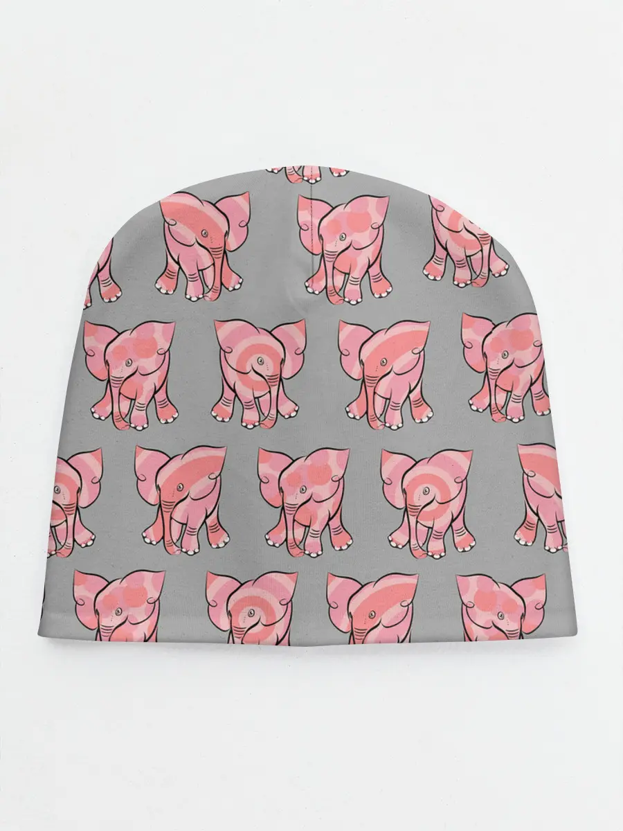 Детская шапка / РОЗОВЫЕ СЛОНИКИ ПАТТЕРН