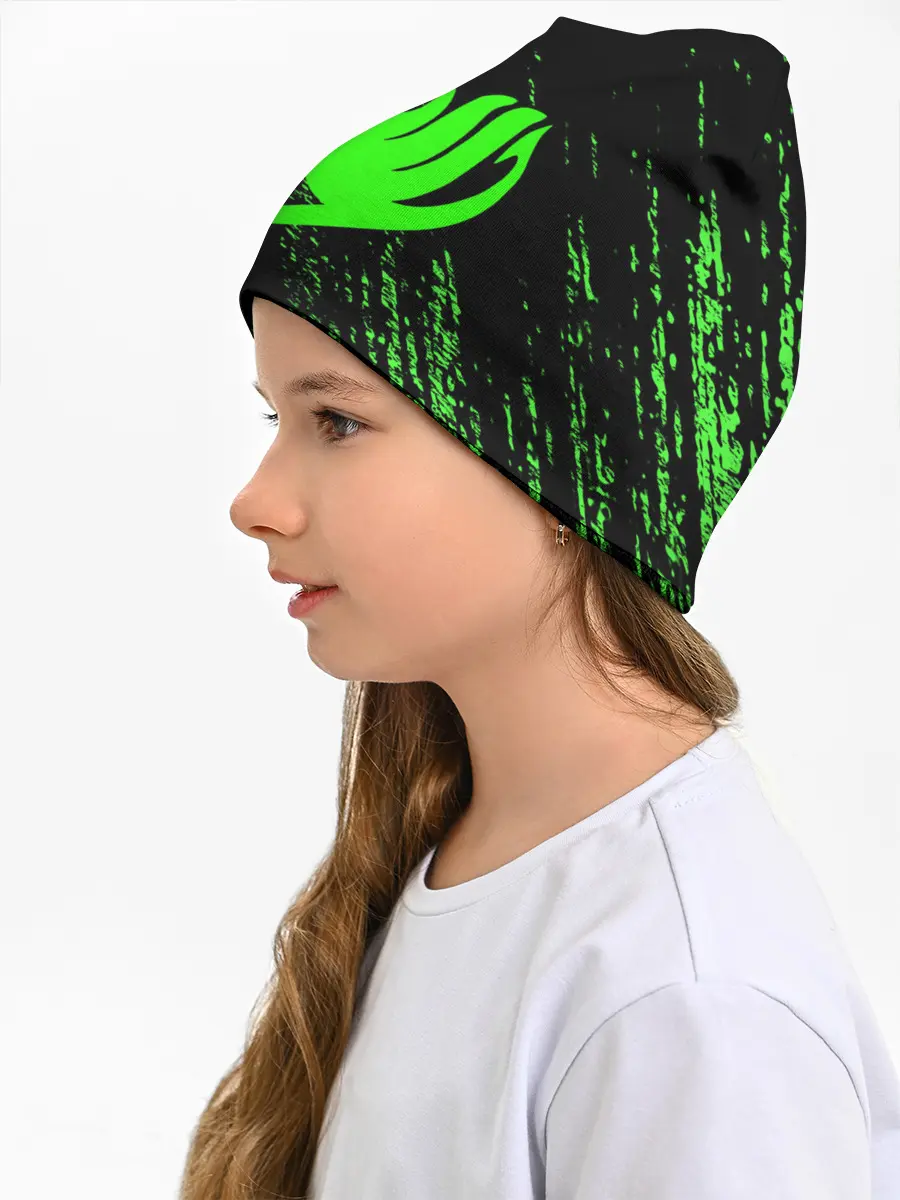 Детская шапка / Хвост Феи зеленая диагональ