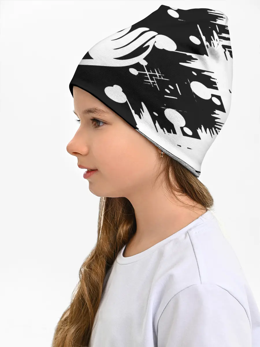 Детская шапка / Хвост Феи геометрия в чб