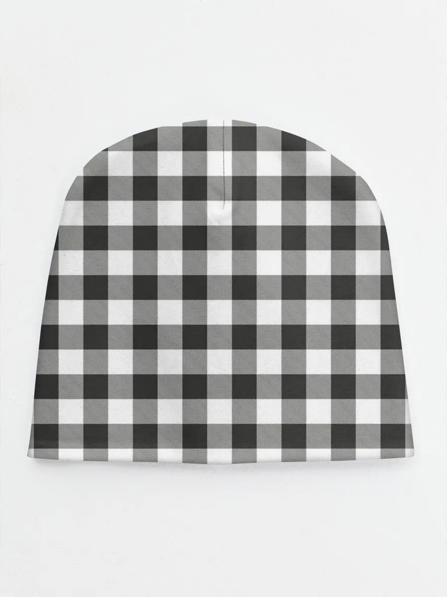 Детская шапка / Черно-белая клетка