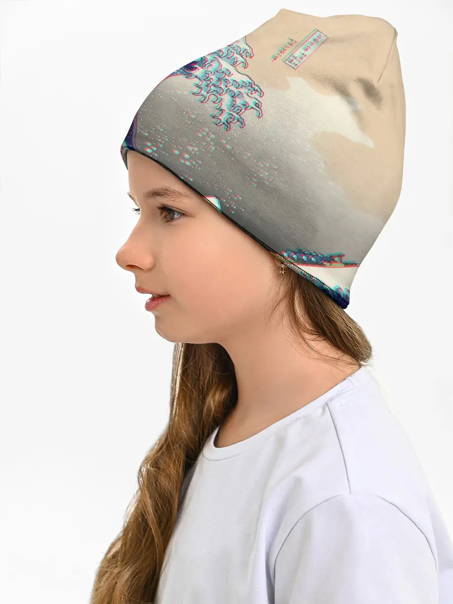 Детская шапка / Kanagawa Wave Glitch Art