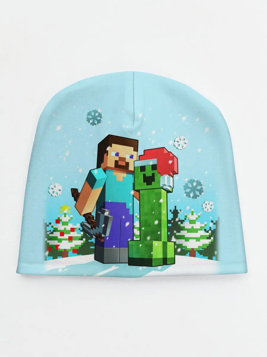 Детская шапка / MINECRAFT НОВОГОДНИЙ