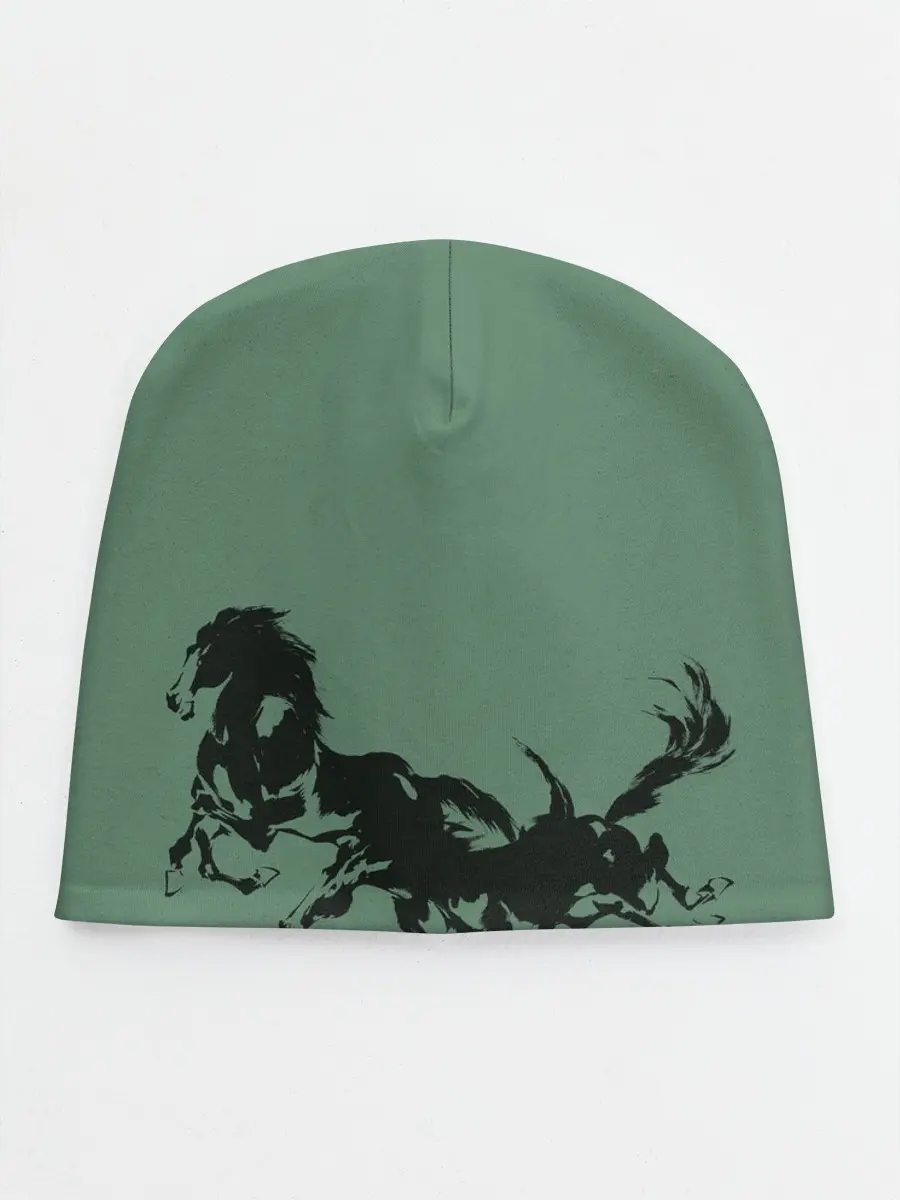 Детская шапка / черные кони
