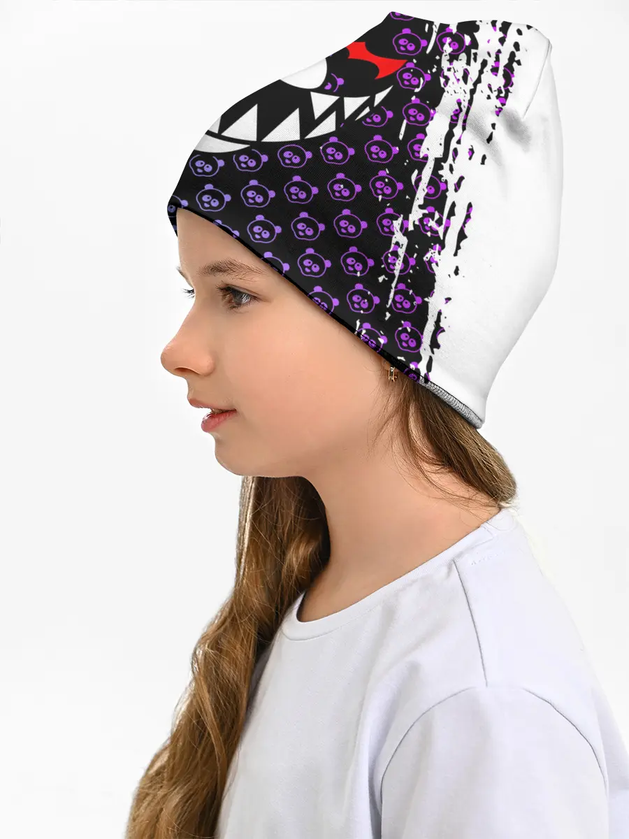 Детская шапка / Монокума на фиолетовом паттерне