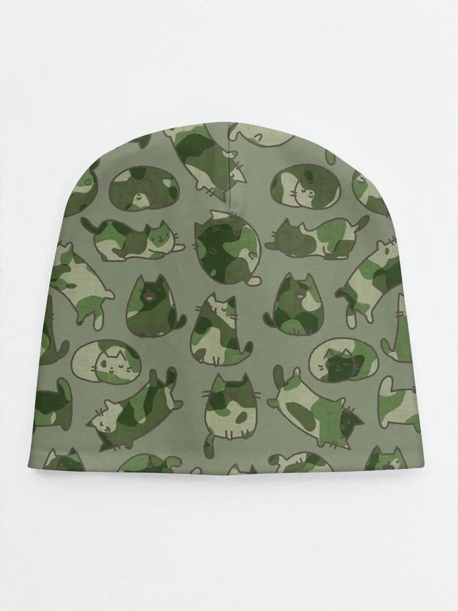Детская шапка / Камуфляж с котиками