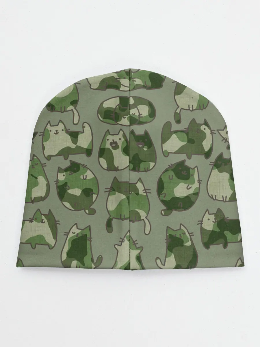 Детская шапка / Камуфляж с котиками