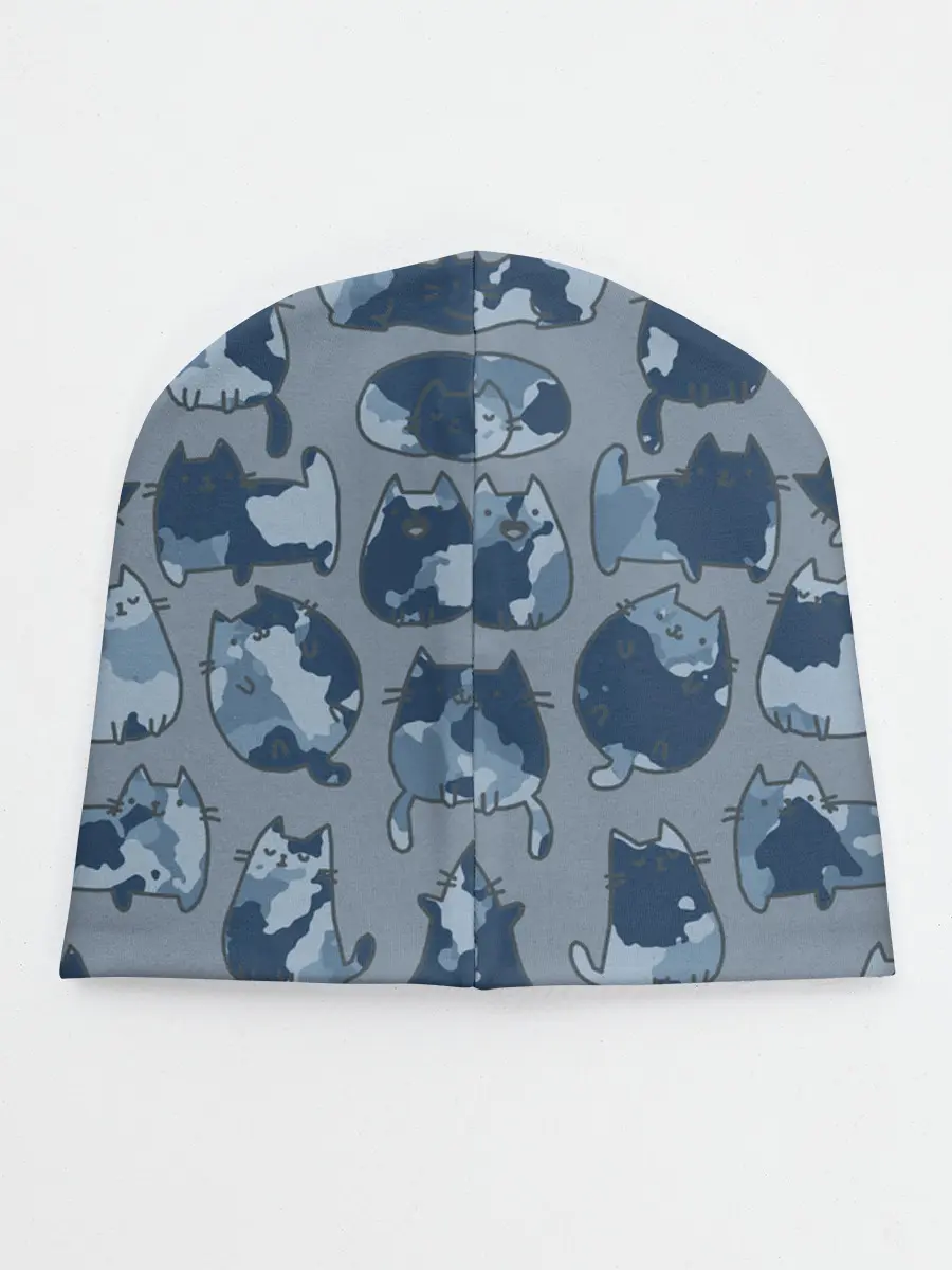 Детская шапка / Камуфляж с котиками