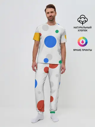 Мужская пижама с брюками / Цветной горох