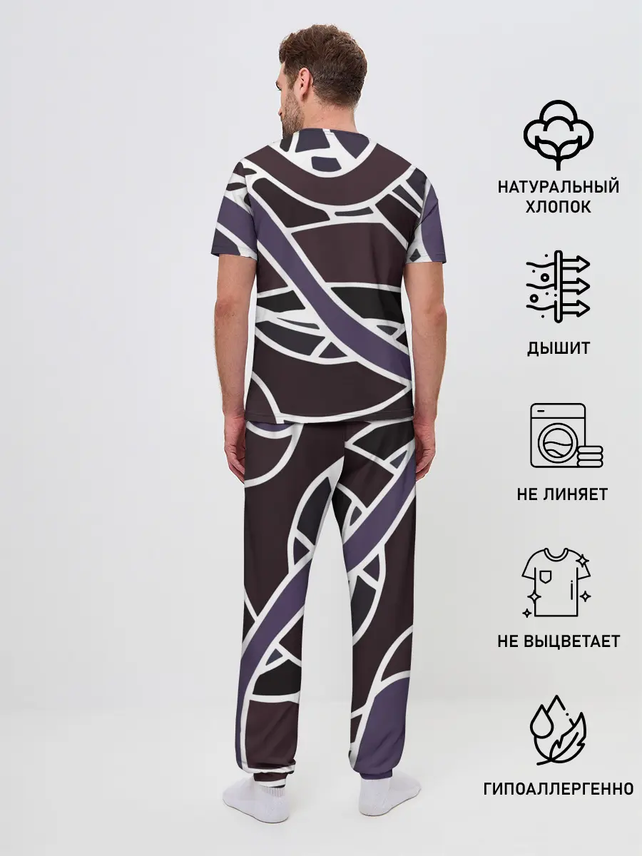 Мужская пижама с брюками / Линейная текстура