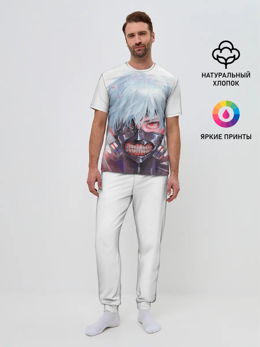 Мужская пижама с брюками / Канеки Кен акварель