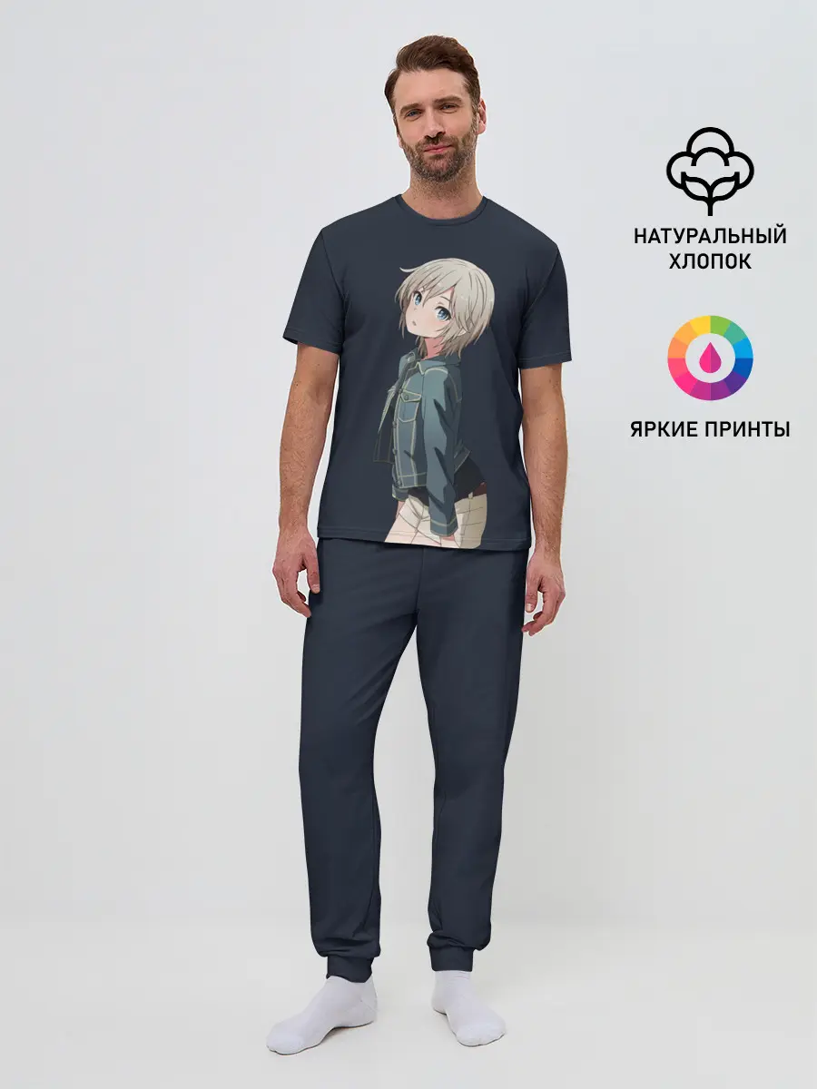 Мужская пижама с брюками / Аниме Тян в джинсовке
