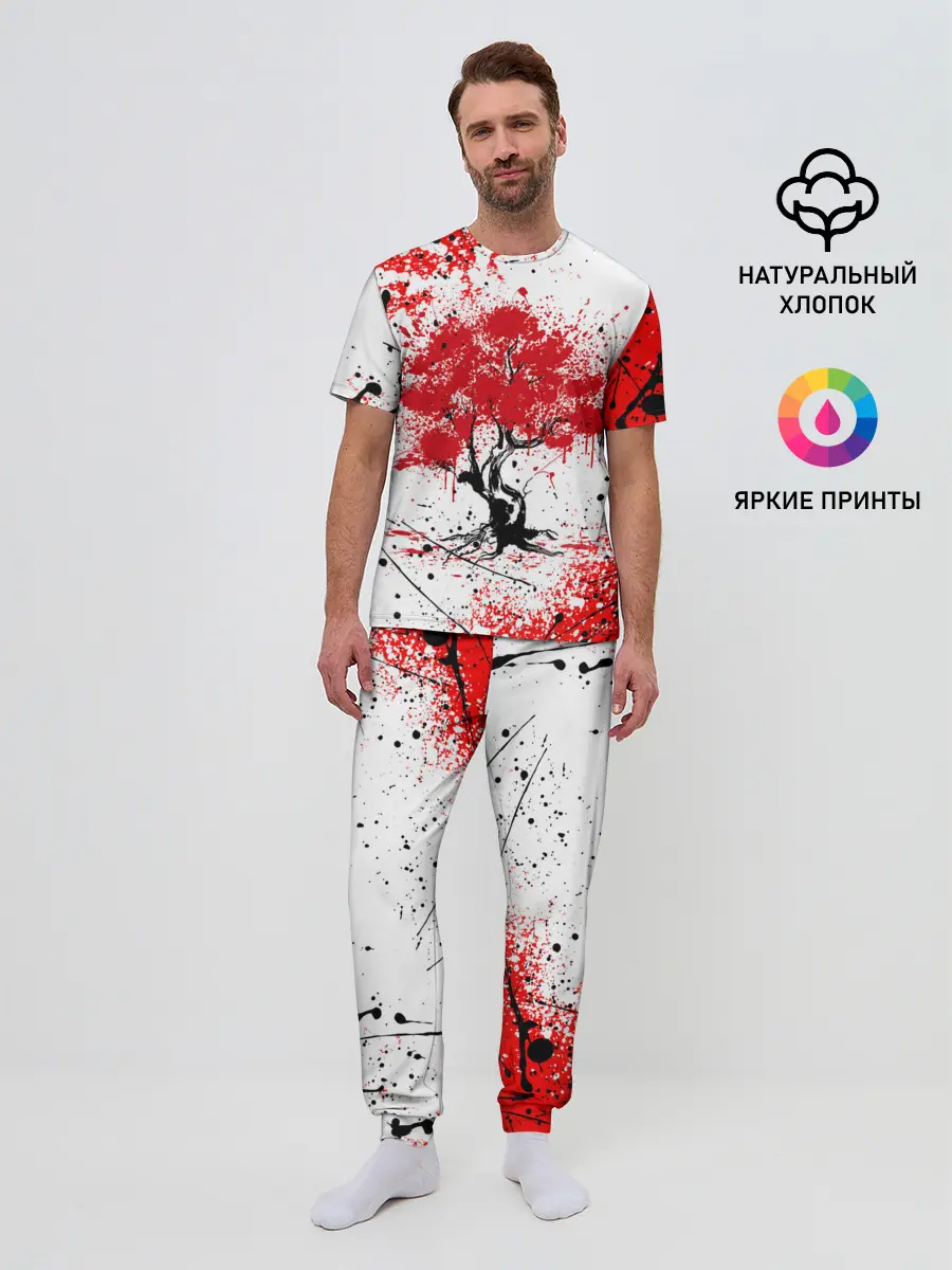 Мужская пижама с брюками / САКУРА | SAKURA | ВИШНЯ