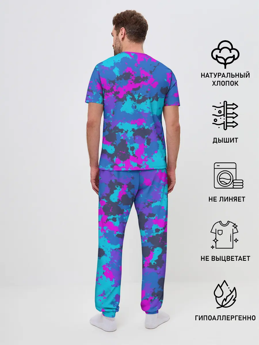 Мужская пижама с брюками / Неоновые краски