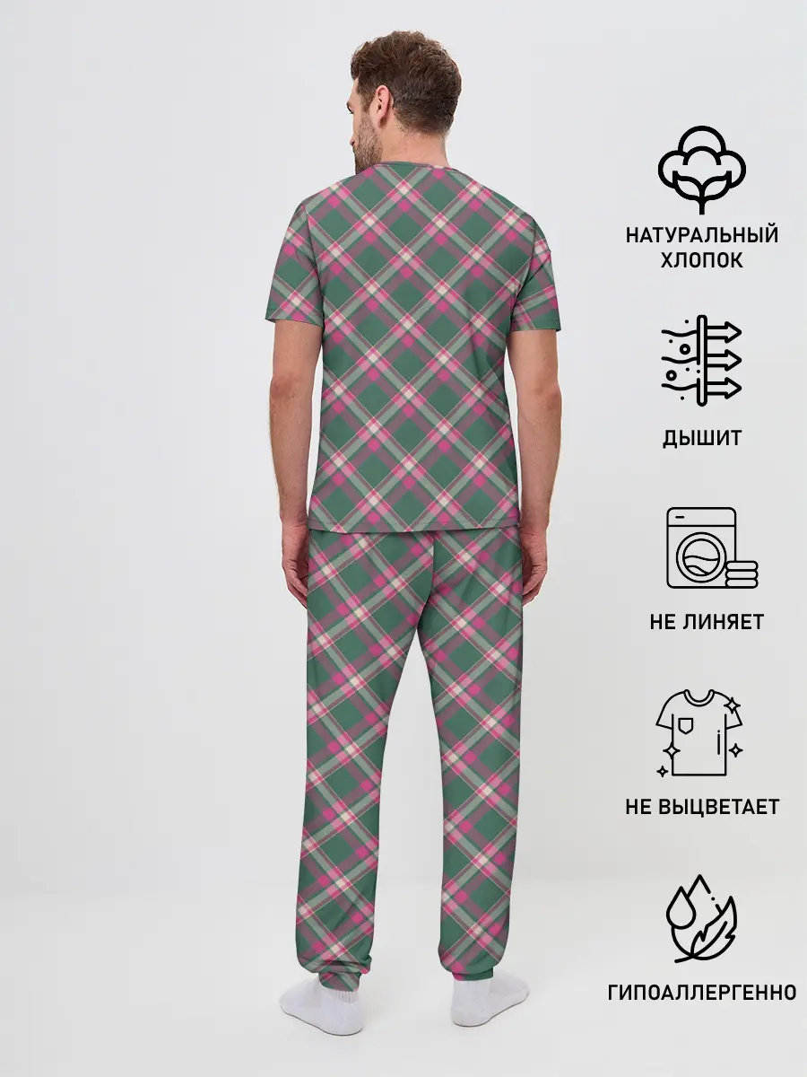 Мужская пижама с брюками / Клеточный узор
