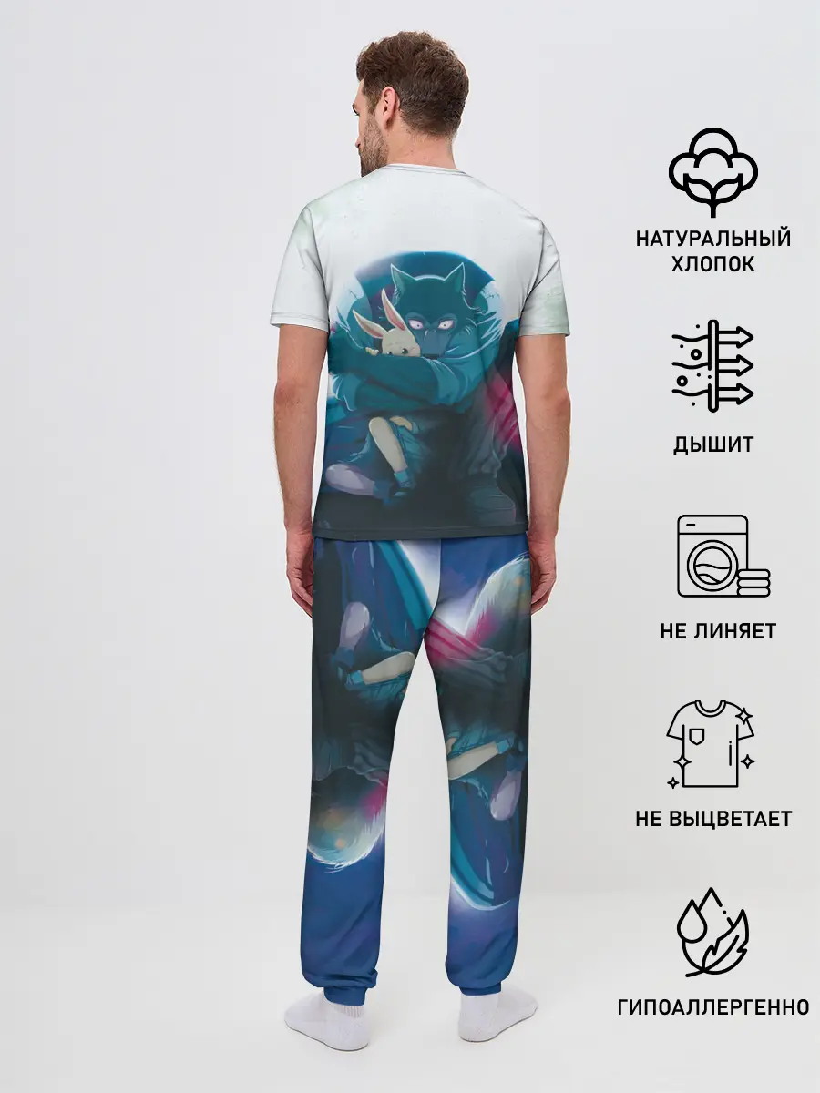 Мужская пижама с брюками / Легоси Хару крупный принт