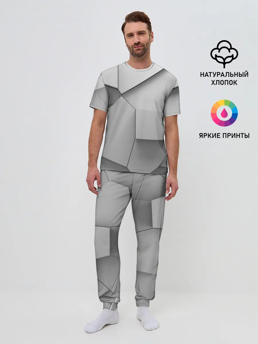 Мужская пижама с брюками / Осколки плитки