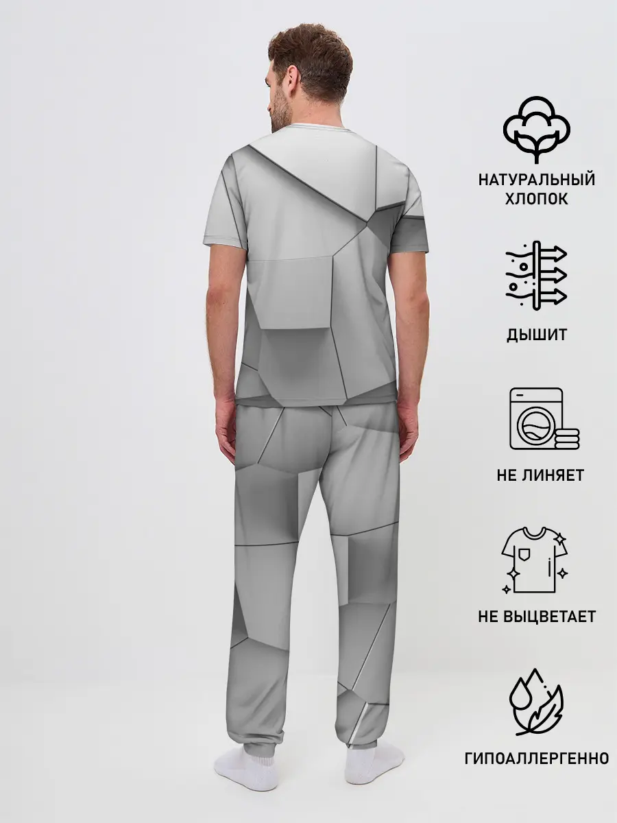 Мужская пижама с брюками / Осколки плитки