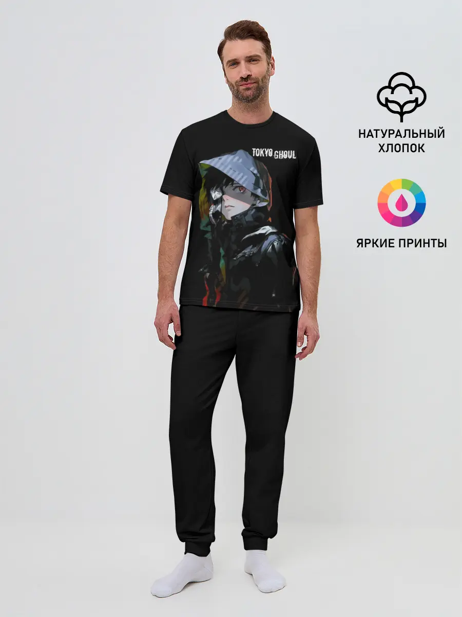 Мужская пижама с брюками / Канеки Кен с капюшоном