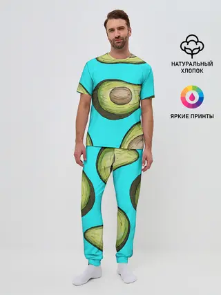 Мужская пижама с брюками / Авакадо