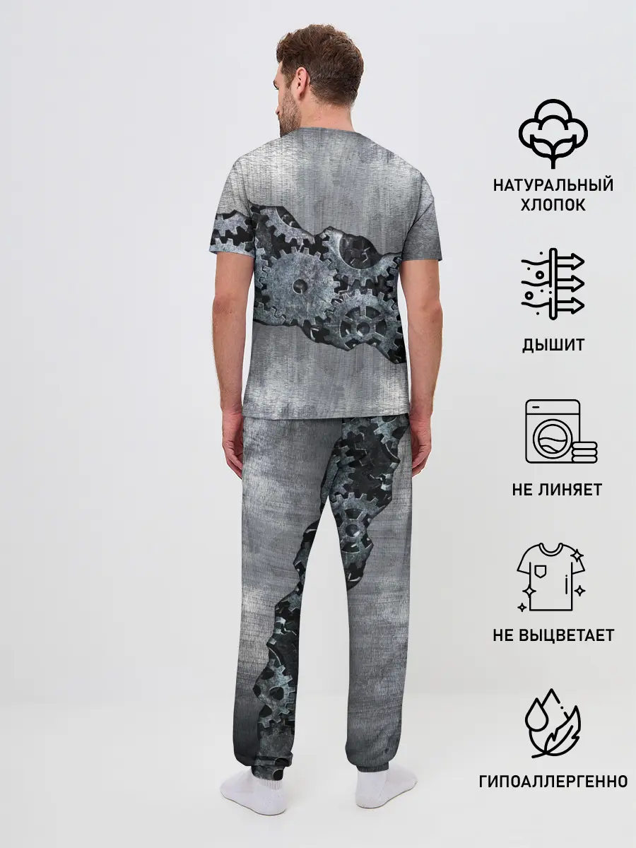 Мужская пижама с брюками / Шестеренки