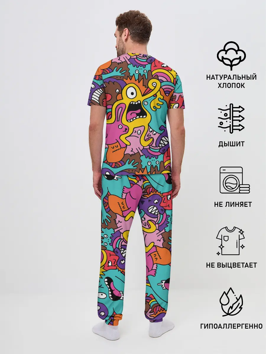 Мужская пижама с брюками / crazy abstraction