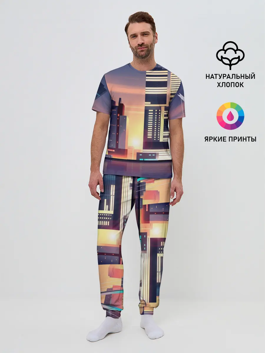 Мужская пижама с брюками / Ночной Город