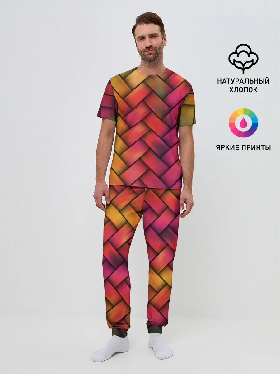Мужская пижама с брюками / Сплетение