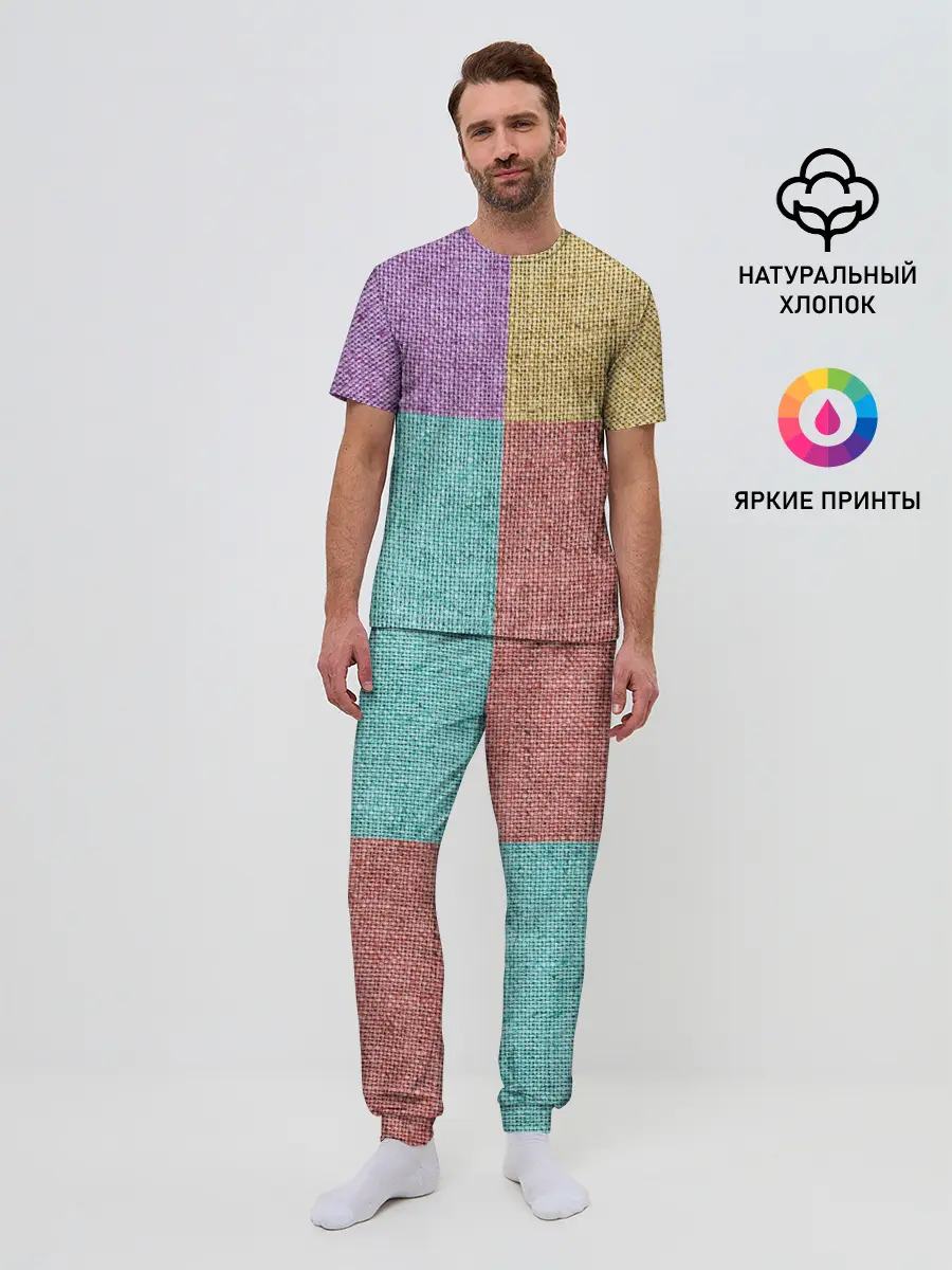 Мужская пижама с брюками / Burlap Patchwork
