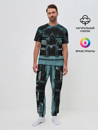 Мужская пижама с брюками / Киану Ривз - комикс о боге