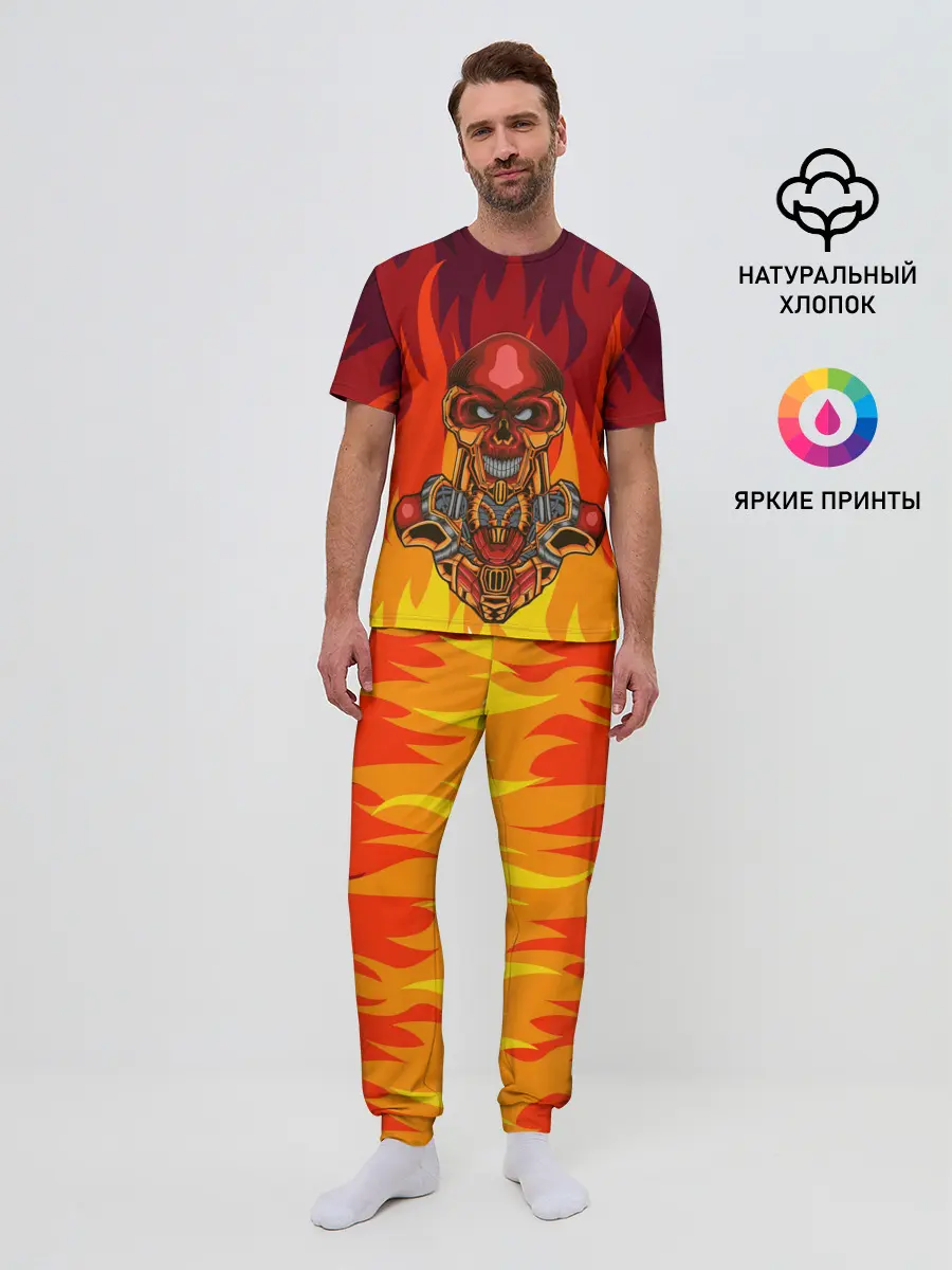 Мужская пижама с брюками / Меха скелет | Steampunk Fire