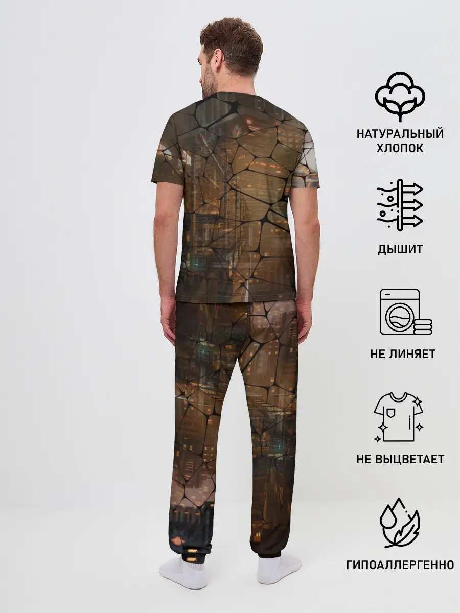 Мужская пижама с брюками / Киберпанк - Город в паутинке